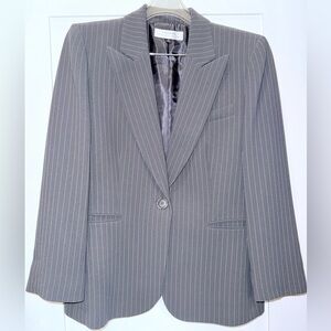Tahari Tailored Pinstripe Blazer in Gray